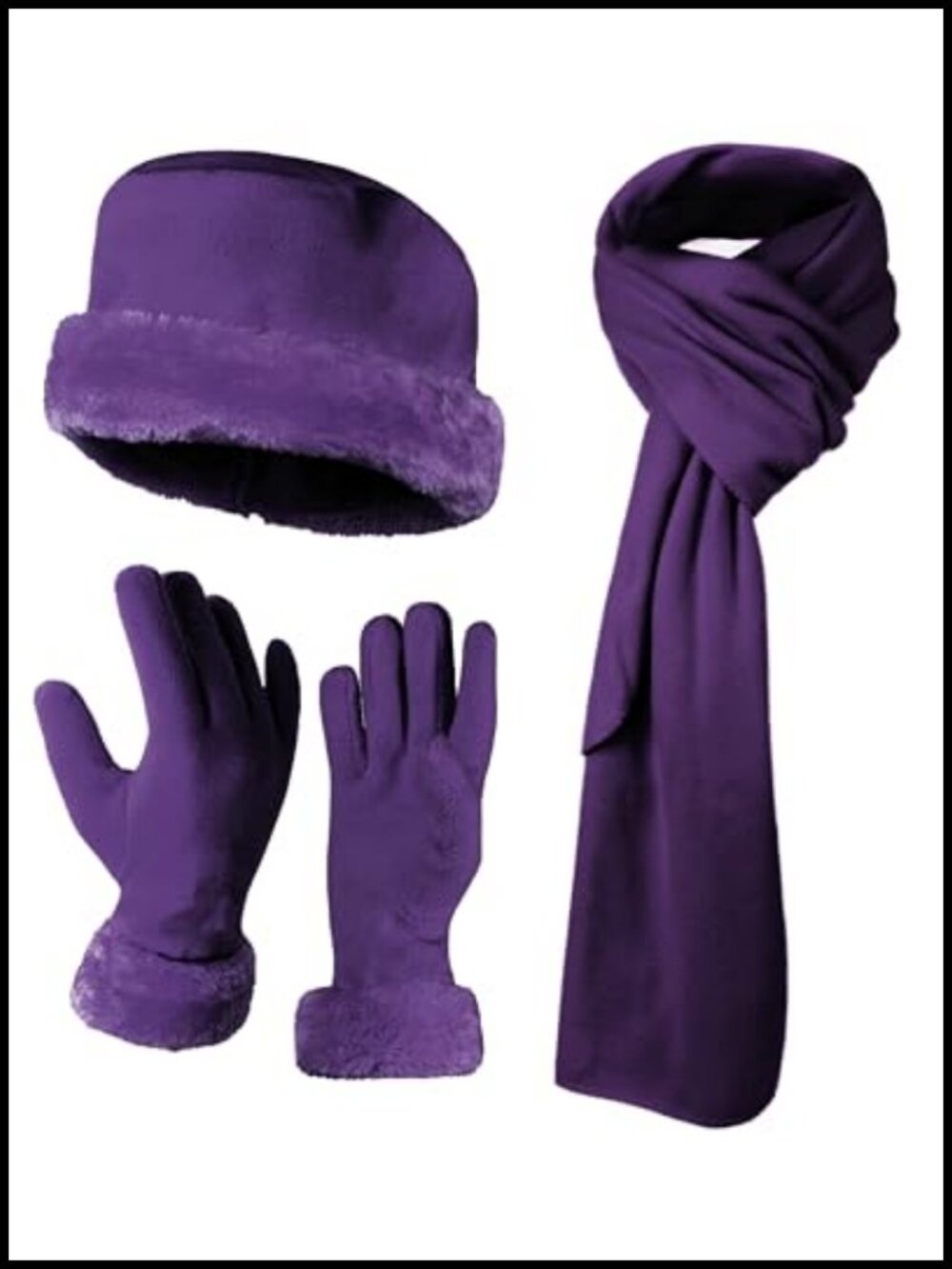 Fleece Winter Hat Glove Scarf Set - Women's Cold Weather Accessories